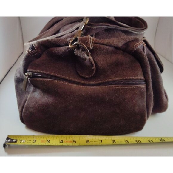 Vintage David King Brown Suede Duffle Bag With Multiple Pockets/Adjustable Strap - Picture 13 of 14